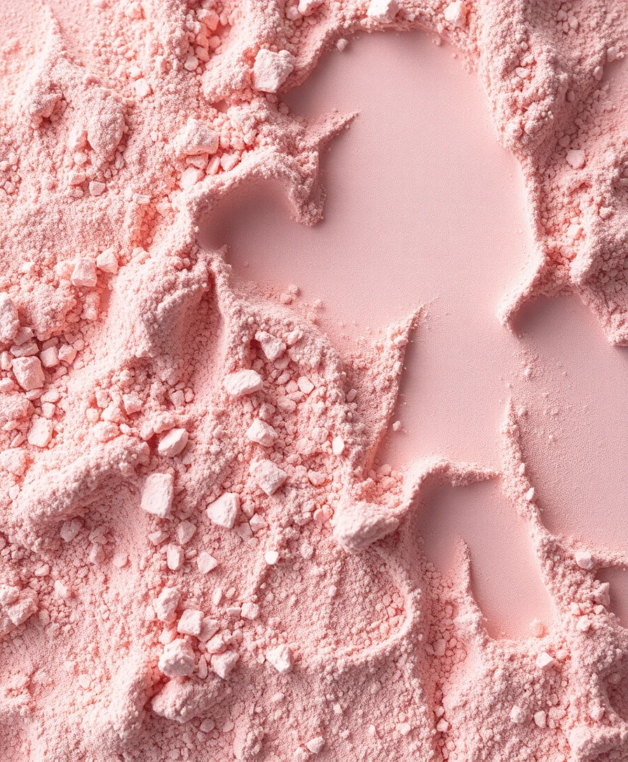 Mineral makeup powders in ethereal pinks, mauves, and champagne tones